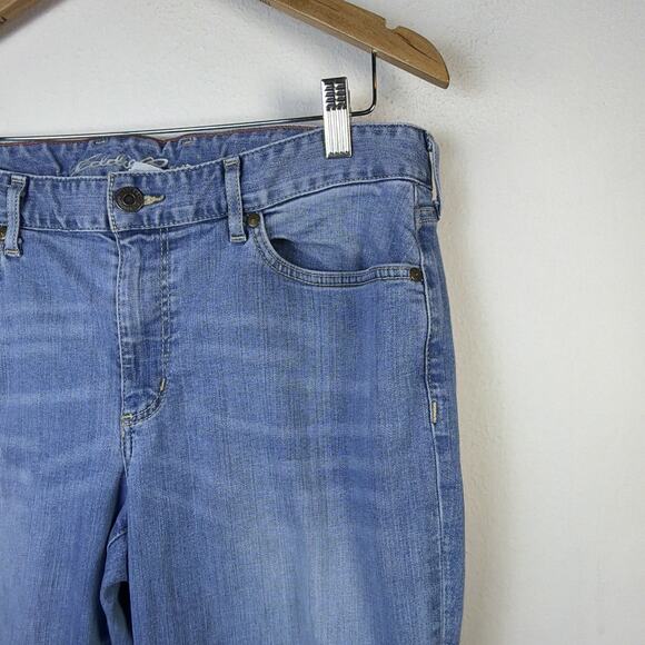 Eddie Bauer womens tall 14 curvy Straight Stretch Acid Wash Denim Blue Jeans - Picture 2 of 11